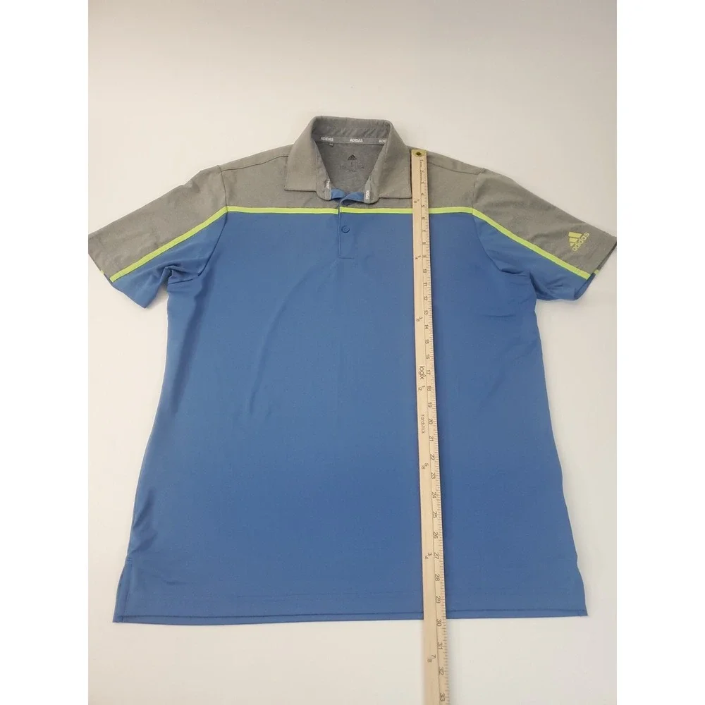adidas Men's Short‎ Sleeve Polo Golf Performance Shirt, Blue/Grey, Large